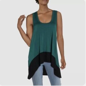BCBG Maxaria Womens Hi-Low Tunic Tank Top Color block Shirt